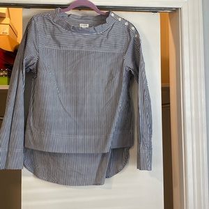 Jcrew black and white stripe blouse - longer in the back